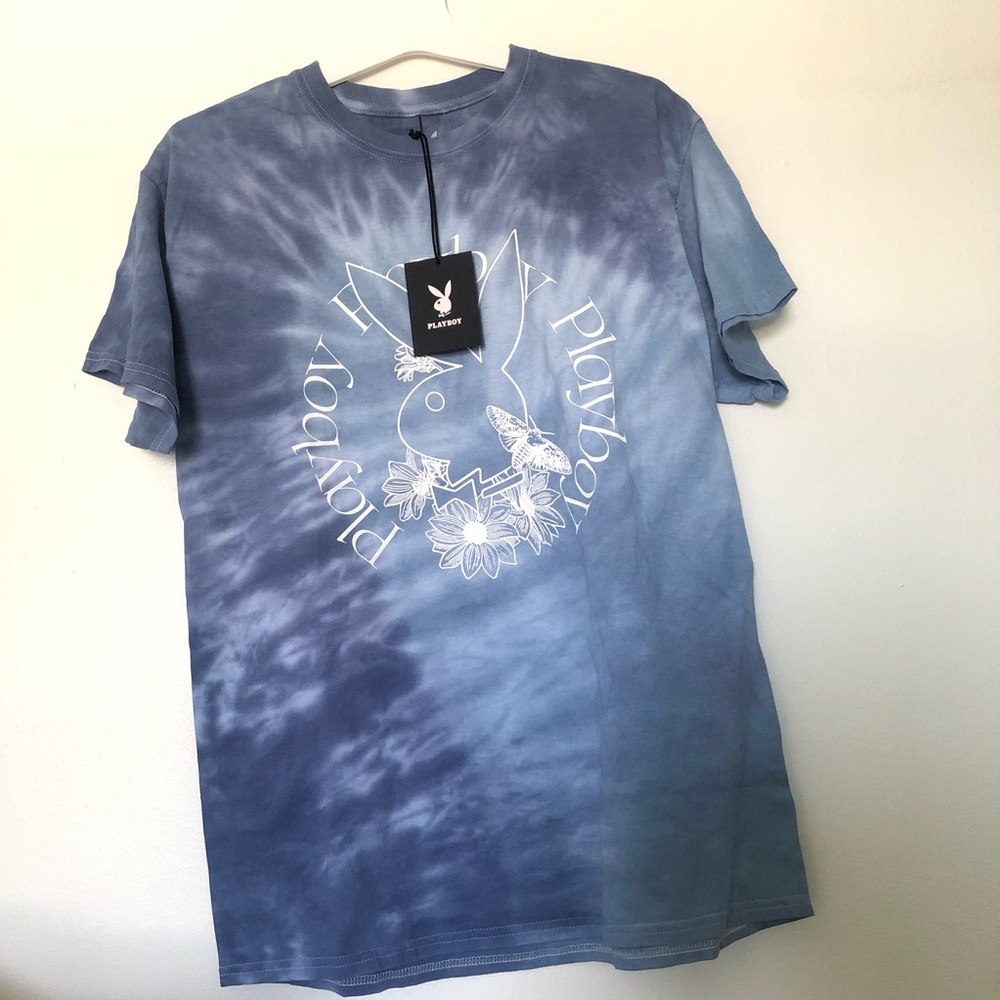 Playboy tie dyed butterfly and flowers men tee
